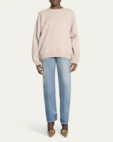 Saint Laurent Logo Cotton Crew Sweatshirt | Thumbnail 2 Saint Laurent Logo Cotton Crew Sweatshirt | Thumbnail 2