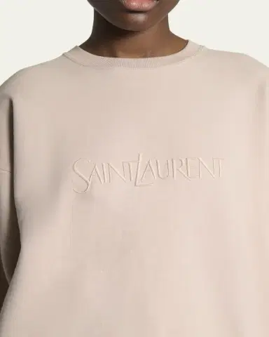 Saint Laurent Logo Cotton Crew Sweatshirt | Thumbnail 5 Saint Laurent Logo Cotton Crew Sweatshirt | Thumbnail 5