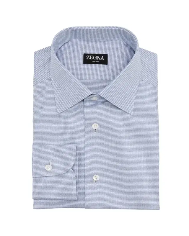 ZEGNA Men's Trecapi Cotton Micro-Pattern Dress Shirt