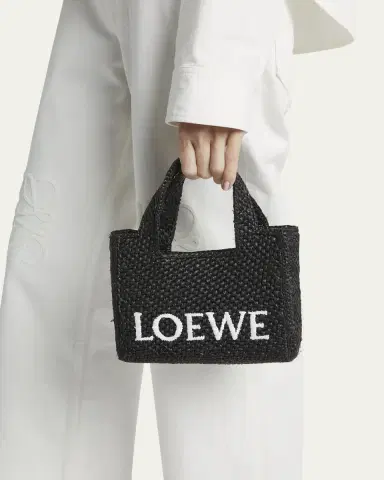 LOEWE x Paula's Ibiza Font Logo Mini Tote Bag in Raffia | Thumbnail 2 LOEWE x Paula's Ibiza Font Logo Mini Tote Bag in Raffia | Thumbnail 2