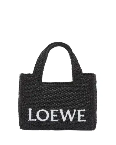 LOEWE x Paula's Ibiza Font Logo Mini Tote Bag in Raffia | Thumbnail 1 LOEWE x Paula's Ibiza Font Logo Mini Tote Bag in Raffia | Thumbnail 1