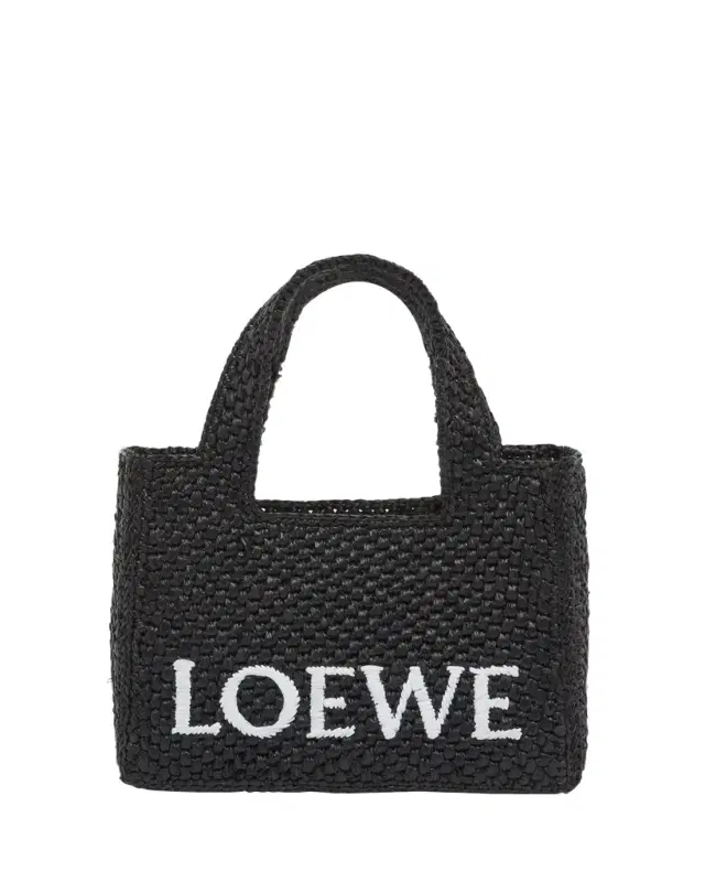 x Paula's Ibiza Font Logo Mini Tote Bag in Raffia