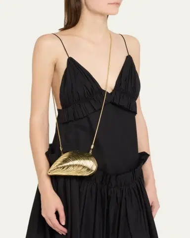 Simkhai Bridget Mini Metal Oyster Shell Clutch Bag | Thumbnail 2