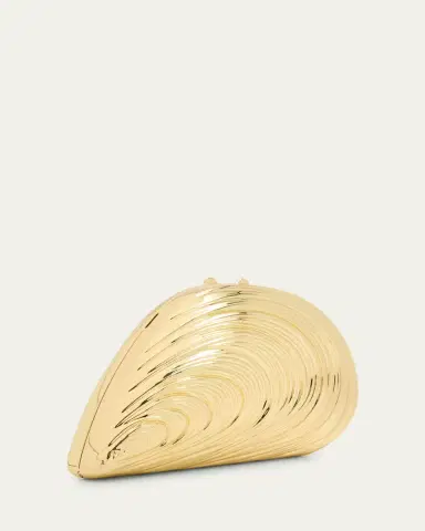 Simkhai Bridget Mini Metal Oyster Shell Clutch Bag | Thumbnail 3