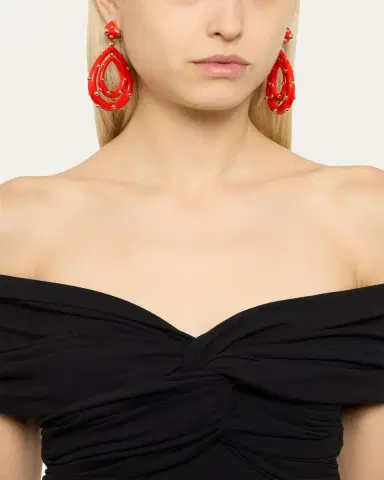 GIORGIO B Medium 18K Rose Gold Goccia Earrings with Coral Enamel | Thumbnail 2 GIORGIO B Medium 18K Rose Gold Goccia Earrings with Coral Enamel | Thumbnail 2