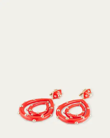 GIORGIO B Medium 18K Rose Gold Goccia Earrings with Coral Enamel | Thumbnail 3 GIORGIO B Medium 18K Rose Gold Goccia Earrings with Coral Enamel | Thumbnail 3