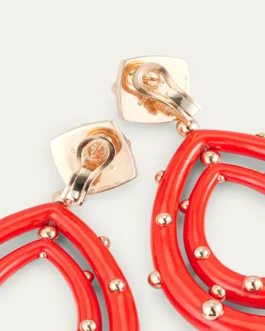 GIORGIO B Medium 18K Rose Gold Goccia Earrings with Coral Enamel | Thumbnail 4 GIORGIO B Medium 18K Rose Gold Goccia Earrings with Coral Enamel | Thumbnail 4