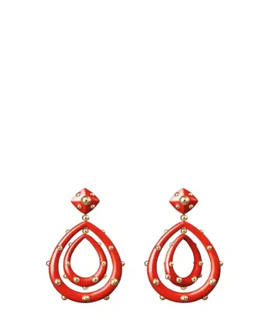GIORGIO B Medium 18K Rose Gold Goccia Earrings with Coral Enamel | Thumbnail 1 GIORGIO B Medium 18K Rose Gold Goccia Earrings with Coral Enamel | Thumbnail 1
