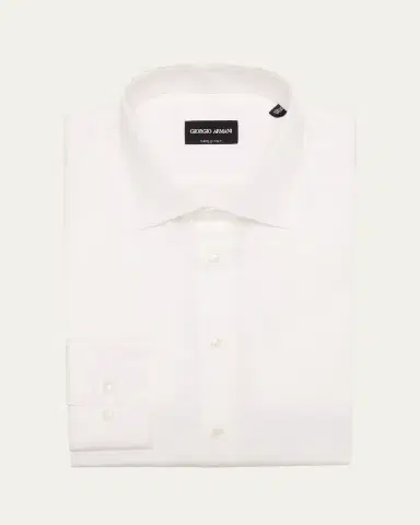 Giorgio Armani Men's Solid Cotton Dress Shirt | Thumbnail 2