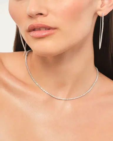 Lana 14K Gold Baguette Diamond Narrow Upside-Down Threader Hoop Earrings | Thumbnail 2 Lana 14K Gold Baguette Diamond Narrow Upside-Down Threader Hoop Earrings | Thumbnail 2