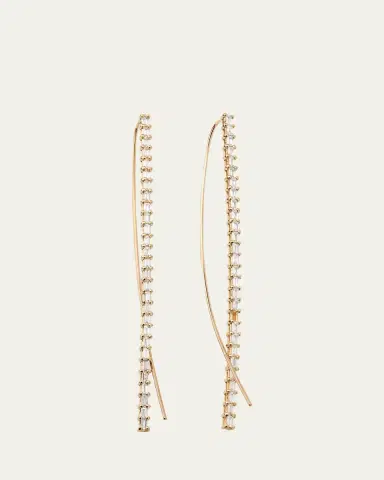 Lana 14K Gold Baguette Diamond Narrow Upside-Down Threader Hoop Earrings | Thumbnail 6 Lana 14K Gold Baguette Diamond Narrow Upside-Down Threader Hoop Earrings | Thumbnail 6