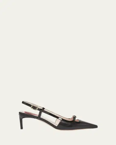 Roger Vivier Mixed Leather Mini Buckle Slingback Pumps | Thumbnail 6