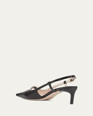 Roger Vivier Mixed Leather Mini Buckle Slingback Pumps | Thumbnail 9