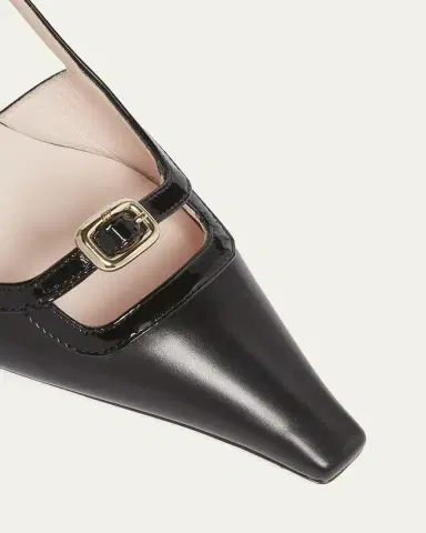 Roger Vivier Mixed Leather Mini Buckle Slingback Pumps | Thumbnail 10