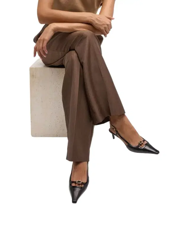 Roger Vivier Mixed Leather Mini Buckle Slingback Pumps