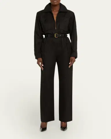 Saint Laurent Cotton Twill Cargo Pocket Jumpsuit | Thumbnail 2