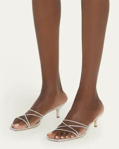 Manolo Blahnik Strappy Metallic Leather Slide Sandals | Thumbnail 2