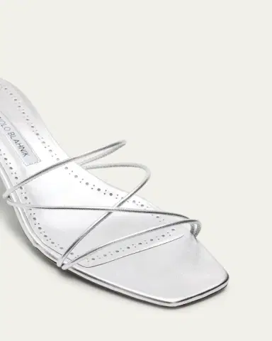 Manolo Blahnik Strappy Metallic Leather Slide Sandals | Thumbnail 5