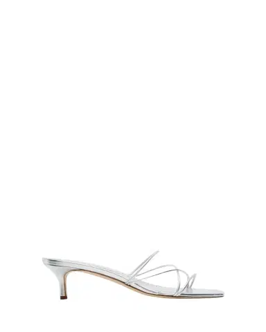 Manolo Blahnik Strappy Metallic Leather Slide Sandals | Thumbnail 1