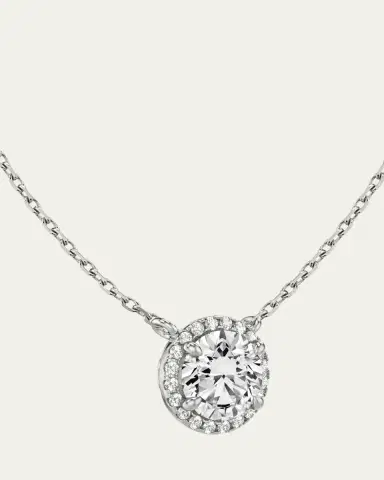 VRAI 14K White Gold Brilliant-Cut Halo Lab Grown Diamond Necklace, 1.0tcw | Thumbnail 2