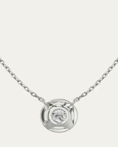 VRAI 14K White Gold Brilliant-Cut Halo Lab Grown Diamond Necklace, 1.0tcw | Thumbnail 3