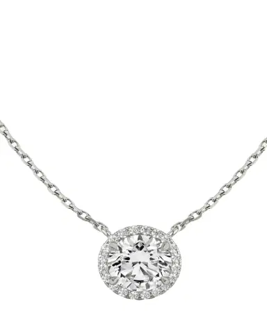 VRAI 14K White Gold Brilliant-Cut Halo Lab Grown Diamond Necklace, 1.0tcw | Thumbnail 1