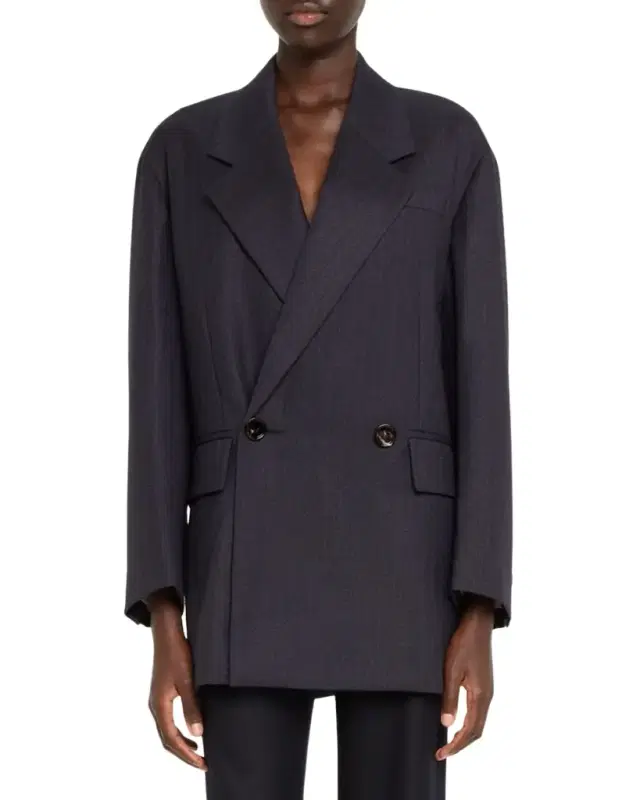 Subtle Stripe Double-Breasted Wool Jacket