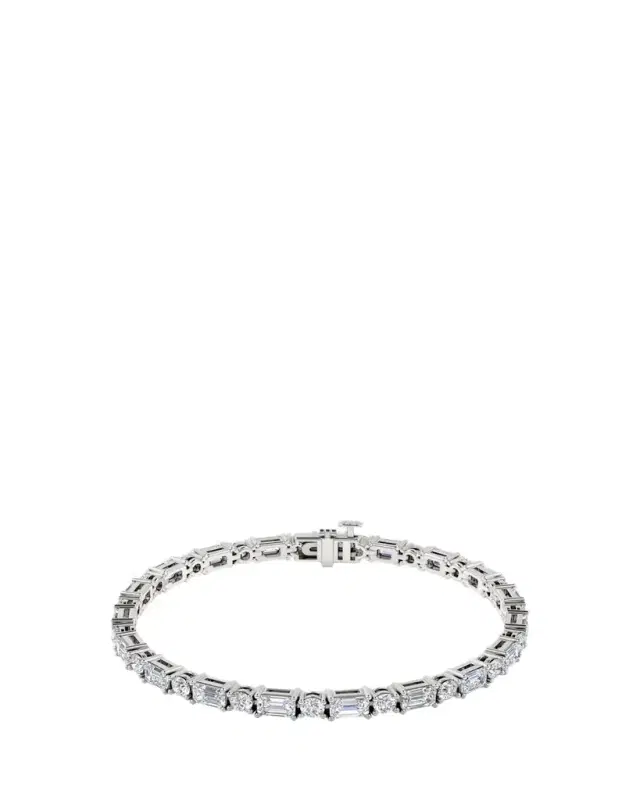14K White Gold Mixed-Shape Lab Grown Diamond Tennis Bracelet, 6.60tcw
