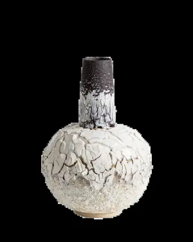 Alison Lousada Black Volcanic Rock & White Porcelain Bud Vase, 10" | Thumbnail 2