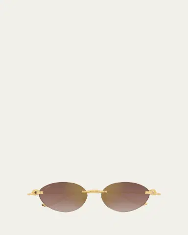 Cartier Panthère Rimless Metal Oval Sunglasses | Thumbnail 3