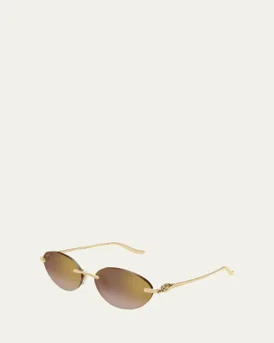 Cartier Panthère Rimless Metal Oval Sunglasses | Thumbnail 4