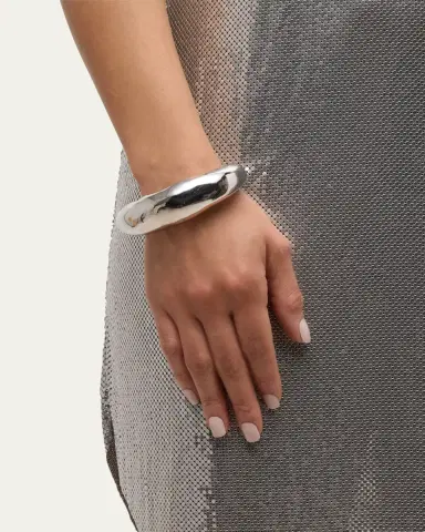 ALEXIS BITTAR Large Molten Silver-Tone Hinged Cuff Bracelet | Thumbnail 2