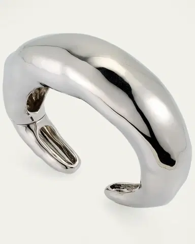 ALEXIS BITTAR Large Molten Silver-Tone Hinged Cuff Bracelet | Thumbnail 3