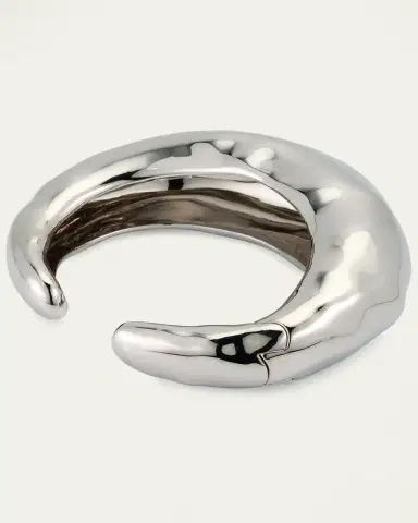 ALEXIS BITTAR Large Molten Silver-Tone Hinged Cuff Bracelet | Thumbnail 4