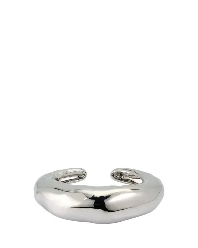 Large Molten Silver-Tone Hinged Cuff Bracelet