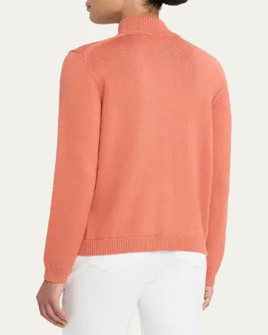 Lafayette 148 New York Cotton-Silk Tape Fitted Bomber Sweater | Thumbnail 11