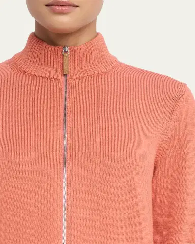 Lafayette 148 New York Cotton-Silk Tape Fitted Bomber Sweater | Thumbnail 13
