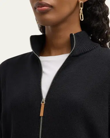 Lafayette 148 New York Cotton-Silk Tape Fitted Bomber Sweater | Thumbnail 5