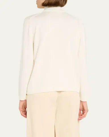 Lafayette 148 New York Cotton-Silk Tape Fitted Bomber Sweater | Thumbnail 7