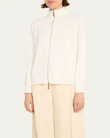Lafayette 148 New York Cotton-Silk Tape Fitted Bomber Sweater | Thumbnail 8