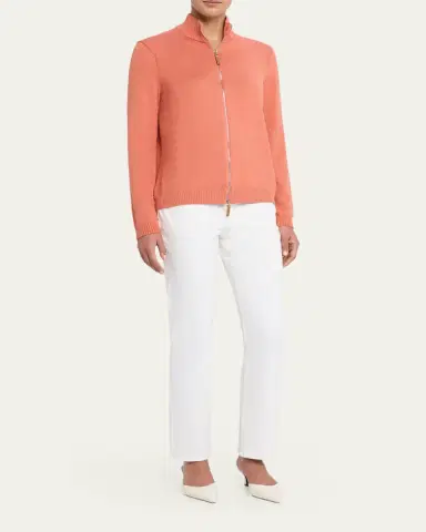 Lafayette 148 New York Cotton-Silk Tape Fitted Bomber Sweater | Thumbnail 10