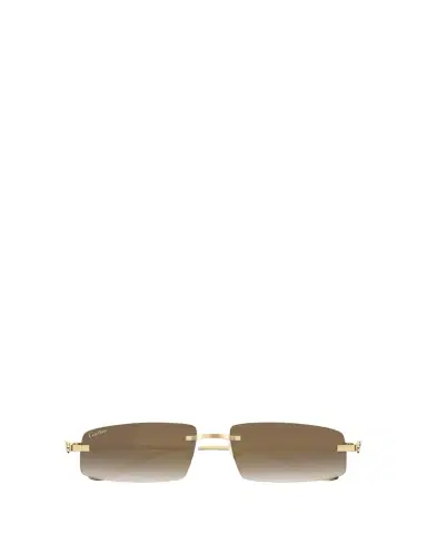 Cartier Panthère Rimless Rectangular Sunglasses in Gold Metal | Thumbnail 1 Cartier Panthère Rimless Rectangular Sunglasses in Gold Metal | Thumbnail 1