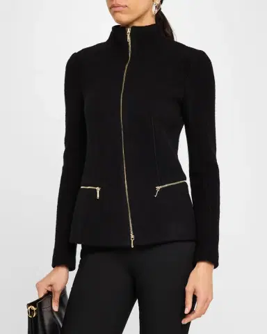 Giorgio Armani Cashmere-Blend Zip-Front Knit Jacket | Thumbnail 3 Giorgio Armani Cashmere-Blend Zip-Front Knit Jacket | Thumbnail 3