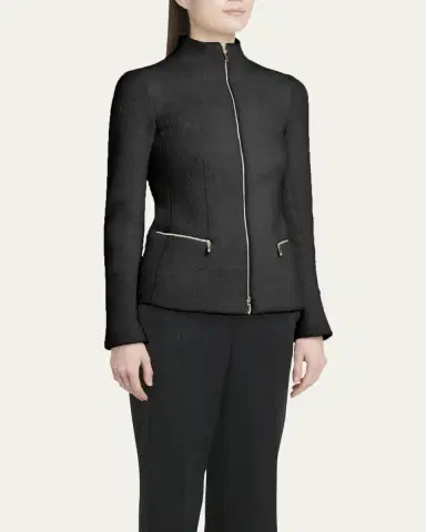 Giorgio Armani Cashmere-Blend Zip-Front Knit Jacket | Thumbnail 8 Giorgio Armani Cashmere-Blend Zip-Front Knit Jacket | Thumbnail 8