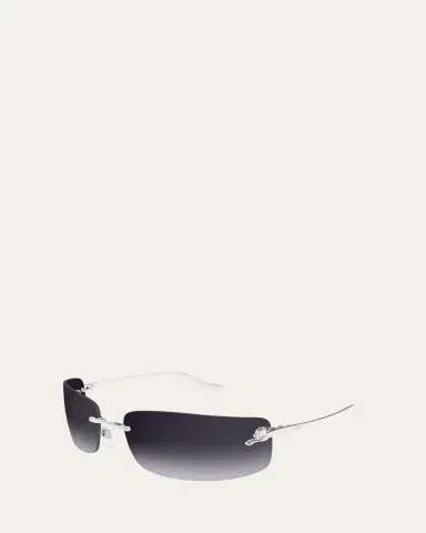 Cartier Panthère Rimless Rectangular Sunglasses in Silver Metal | Thumbnail 3
