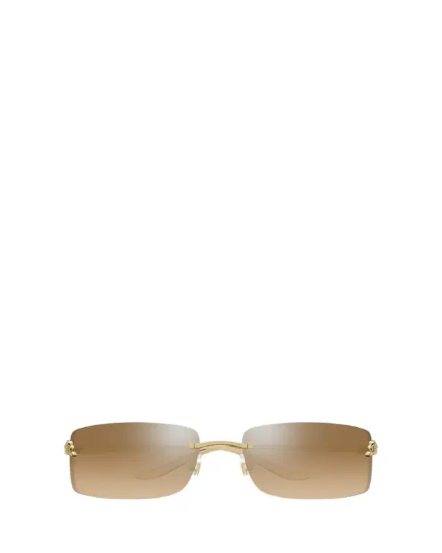 Cartier Panthère Rimless Rectangular Sunglasses in Silver Metal