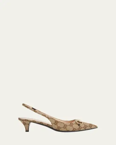 Gucci Erin GG Canvas Bit Slingback Pumps | Thumbnail 4