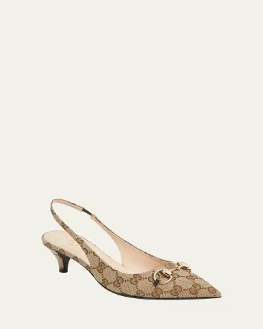 Gucci Erin GG Canvas Bit Slingback Pumps | Thumbnail 5