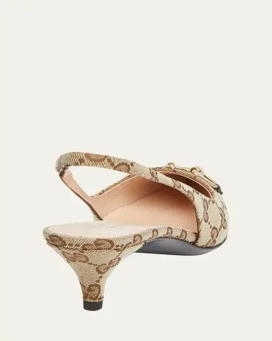 Gucci Erin GG Canvas Bit Slingback Pumps | Thumbnail 6