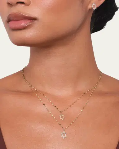 Lana 14K Gold Star of David Charm Necklace with Jump Ring, 16-18"L | Thumbnail 2